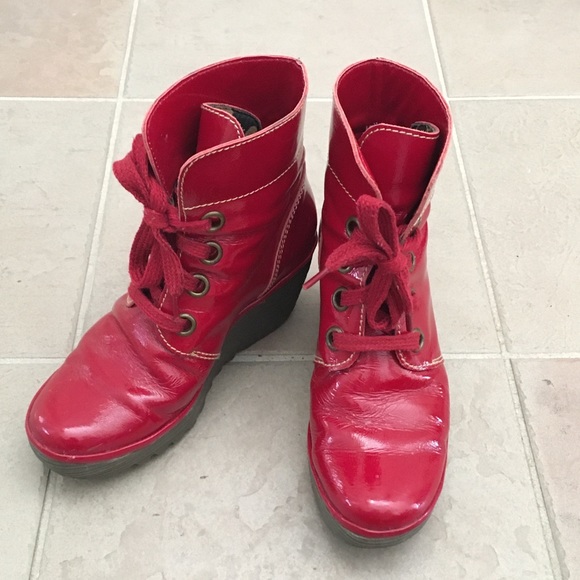 Fly London Red Leather Boots - Picture 3 of 4